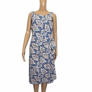 Patagonia Pataloha Hawaiian blue Leaf Print Midi Dress size 10